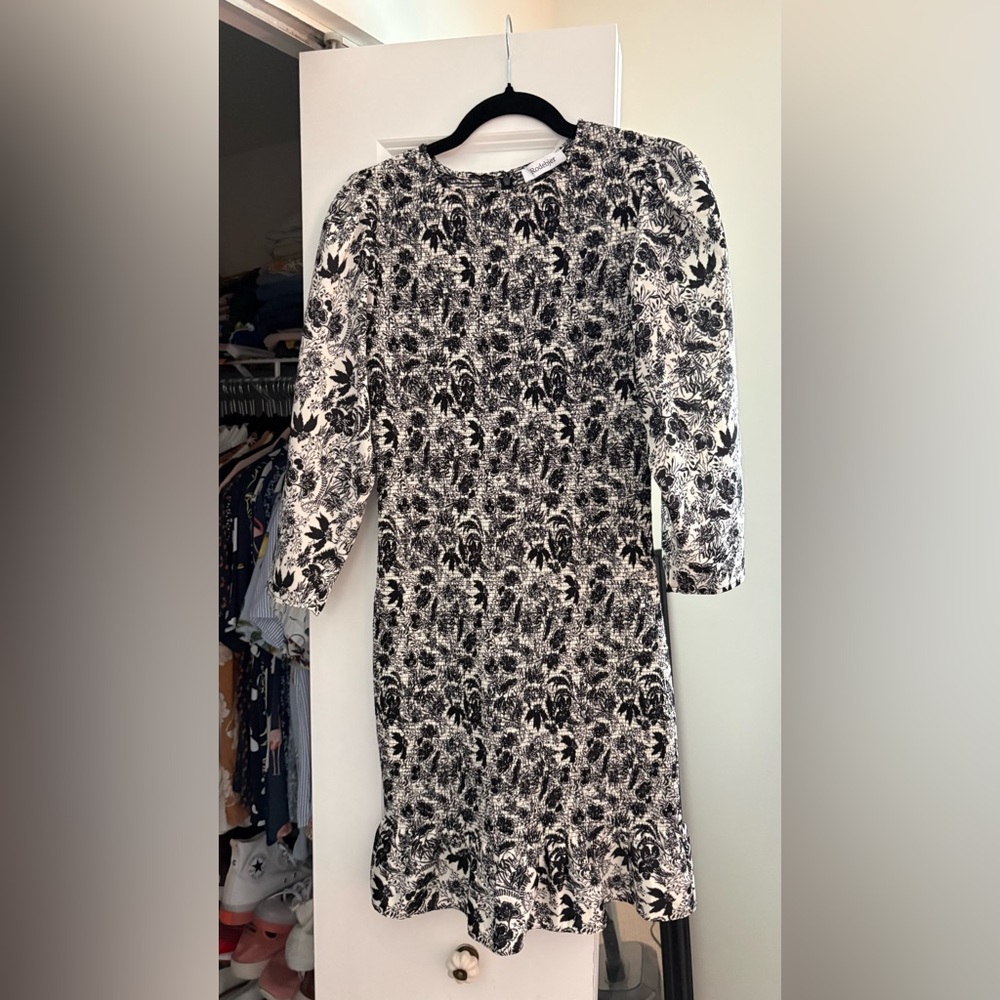 Rodebjer Black and White Floral Long Sleeve Dress